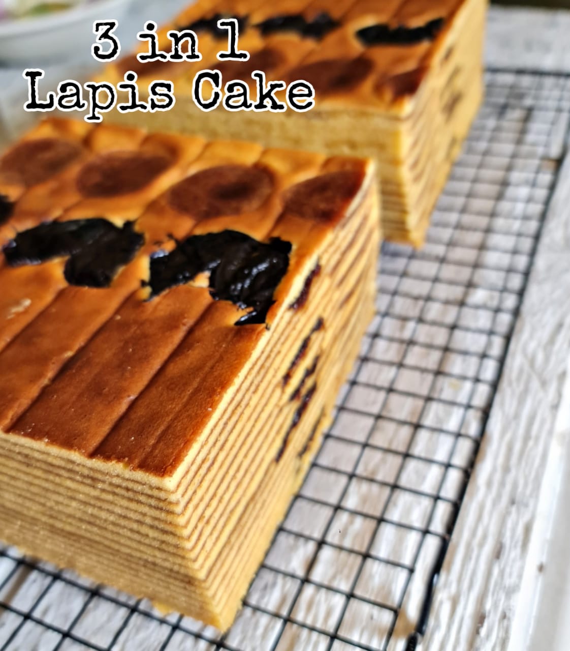 3-in-1 lapis legit with Original, Prune and Haw Flakes sections